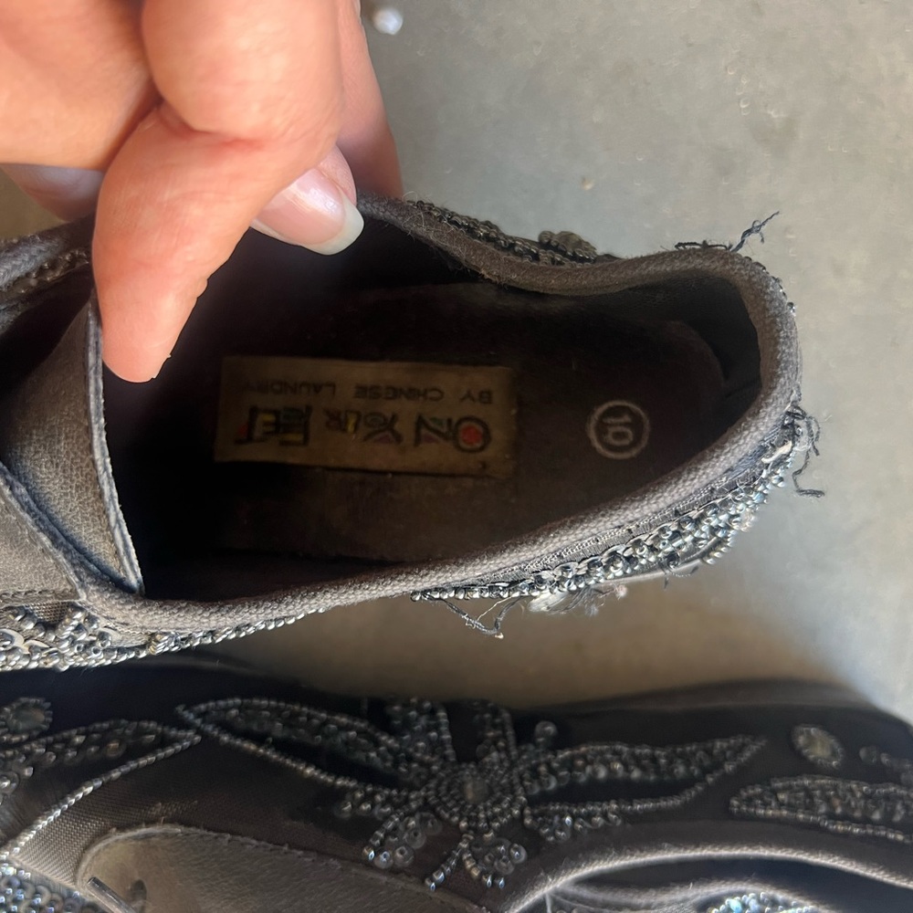 Onex Black Beaded Slip-On Shoes - Picture 5 of 5